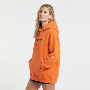 Sudadera con Capucha Extra Grande para Mujer, Color Naranja, Felpa de Algodón, Manga Larga, Diseño con Bolsillo y Estampado Frontal, Estilo Otoñal - Product Image 3