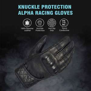 Guantes de Motocicleta de Cuero Premium, Estilo Vintage Cafe Racer, Guantes de Protección para Moto, OEM ODM - Product Image 3