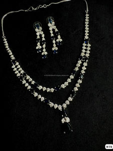 Ensemble de bijoux de mariée en diamant américain classique Collier et boucles d'oreilles en deux pièces pour mariage Style classique à la mode - Product Image 2