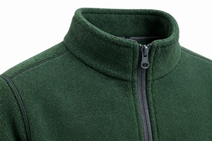 Veste polaire personnalisée vert forêt foncé, entièrement zippée, col montant, thermique, épaisse, pour l'hiver, tactique, pour l'extérieur - Product Image 4