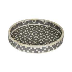 Plateau rond en résine sur mesure, vente en gros, pour la décoration de la maison et du jardin. Plateau décoratif en résine avec motif en treillis découpé au laser. - Product Image 3