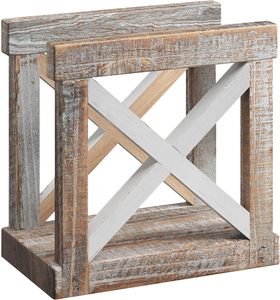 Porte-serviettes rustique vintage pour table, porte-serviettes de cuisine en bois vieilli blanc/marron - Product Image 6