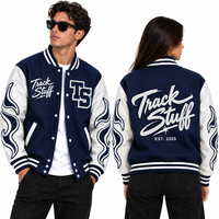 Veste universitaire personnalisée pour homme en laine et coton, col montant, logo brodé sur le devant, style streetwear, hiver