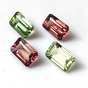 Ensemble de tourmalines zambiennes multicolores pastel naturelles, 4,0 carats au total, taille émeraude 8x5 mm, 4 pierres précieuses calibrées en vrac - Product Image 5