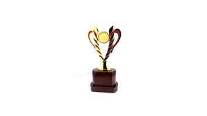 Trofeo estilo copa con acabado dorado y base de madera para reconocimiento de equipos, reuniones corporativas y apreciación de la liderazgo. - Product Image 3