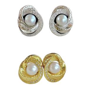 Pendientes de Perlas de Lujo Zhuji Danshui, Pendientes Geométricos Haoshi de Plata Pura, Accesorio Elegante y con Estilo - Product Image 5