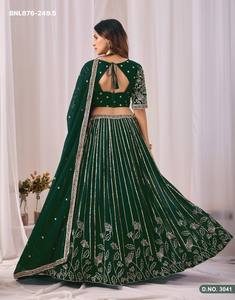 Georgette sintético de alta calidad con bordado de hojas y rayas, Lehenga-Choli con trabajo Can-can y Dupatta con trabajo Buttí, Exportador indio - Product Image 6