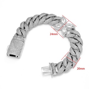 925 Silver Moissanite Butterfly Cuban Link Bracelet Iced Out Pave Floral Statement Luxury Chain Bracelet for <b>Men</b> Women - Product Image 6