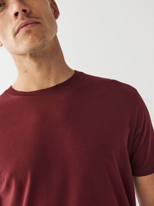 T-shirt en coton bordeaux uni pour homme, coupe classique, col rond, manches courtes, jersey décontracté - Product Image 2