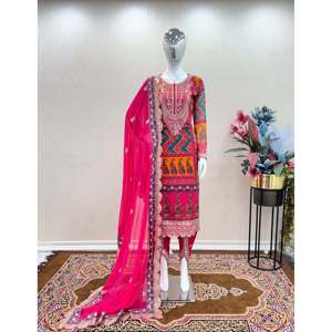 Conjunto 2XL Party Wear Fancy Look Top Dupatta & Dhoti - Product Image 4
