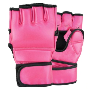 ถุงมือฟิตเนสแบบครึ่งนิ้วสีชมพู MMA PU ป้องกันการบาดเจ็บ ใช้ได้ทุกฤดู - Product Image 1