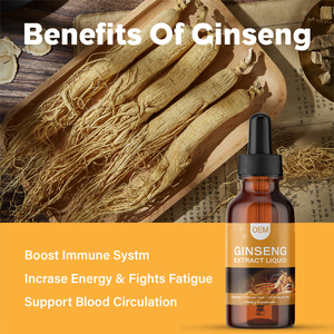 Chất lỏng nhân sâm OEM tự nhiên Tonic ít mệt mỏi Panax Ginseng chiết xuất từ rễ giọt chế độ ăn uống bổ sung GMP nhà máy - Product Image 3