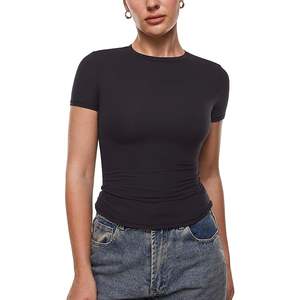 Camiseta Casual para Mujer, con Logotipo Personalizado, de Algodón y Elastano, Corte Ajustado, Suave y Transpirable, Manga Corta, Básica, Verano, Venta al Por Mayor - Product Image 1