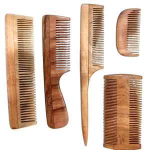 Eco Friendly Neem Wood Fine Tooth Styling Comb with custom Logo Engraving for Thin Hair & Scalp Massage - Product Image 4