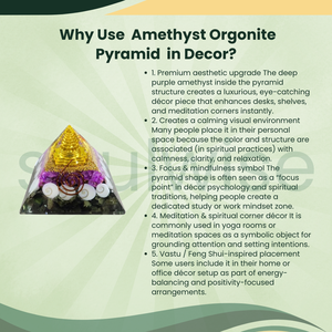Pirámide de Orgón de Amatista, Decoración de Cristal, Yantra Dorada, Escultura de Piedra Preciosa Pulida para Meditación en el Hogar, Regalo - Product Image 3