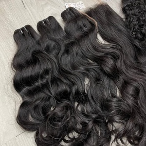 <b>Top</b> Quality Raw Natural Wavy Weft Natural Black <b>Silky</b> Smooth Cuticle Aligned No Tangle No Ready To Ship 100% Human Hair - Product Image 4