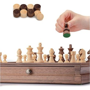 Jeu d'échecs de luxe en bois de 15 pouces avec tiroirs de rangement, pièces d'échecs Staunton en bois massif fabriquées à la main, plateau pliable classique, jeu d'échecs - Product Image 2