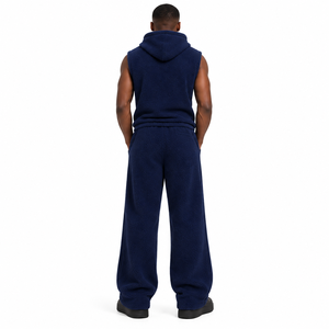 Survêtement bleu marine pour homme, pantalon de jogging à jambes larges, logo étoile, tenue décontractée streetwear, tenue de sport - Product Image 6