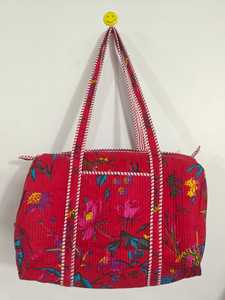 Beautiful Leaf Printed Handmade Luxury Weekender for Cotton Print Quilted Duffel Bag <b>Large</b> Capacity Durable Weekend Design - Product Image 2