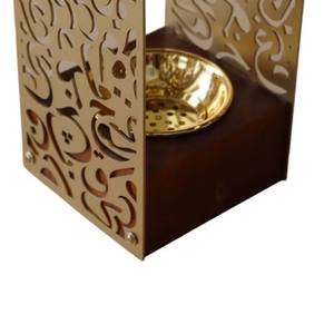 Wholesale Gold Arabic Calligraphy Incense Burner Bulk Luxury Wood and Metal Bakhoor Censer Modern Islamic Home Office Decor - Product Image 6