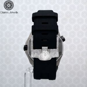 Charm_Jewells Stainless Steel Diamond <b>Watch</b> Black Silicone Band Analog Quartz Luxury Fashion Unisex Buckle Clasp - Product Image 2