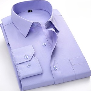 100% Polyester Solid Color Long Sleeve <b>Dress</b> Shirt Turn-down Collar Full Sleeve Button-up Formal Business Shirt For <b>Men</b> - Product Image 5