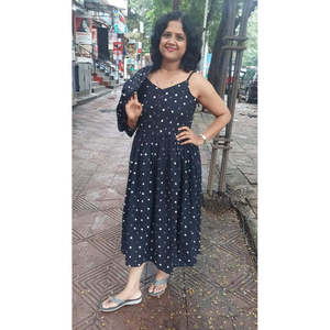 Negro Handblock Impreso Espagueti de una pieza con chaqueta - Product Image 2