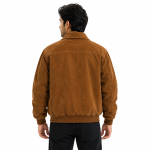 Blouson Bomber Vintage en Faux Daim pour Homme, Veste Décontractée Zippée, Vente en Gros, Matelassée, Chaude, Coupe-Vent, Manteau d'Hiver OEM - Product Image 3