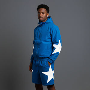 Conjunto Deportivo Ligero de 2 Piezas para Hombre, 100% Algodón, Estilo Urbano, Chaqueta Cortavientos y Pantalones Cortos, con Logotipo Personalizado, Transpirable, OEM/ODM - Product Image 3