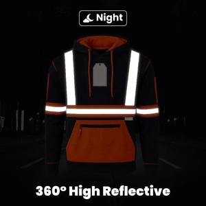 Sudadera con Capucha de Seguridad Reflectante, Impermeable, ANSI Clase 2, Fluorescente, de Poliéster, Ropa de Trabajo, Alta Visibilidad, Uniforme de Construcción - Product Image 2