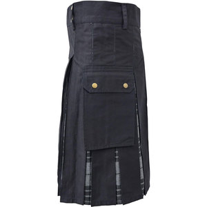 Kilt écossais plissé en coton robuste pour femme, motif écossais gris contrastant, fabrication sur mesure, best-seller - Product Image 1