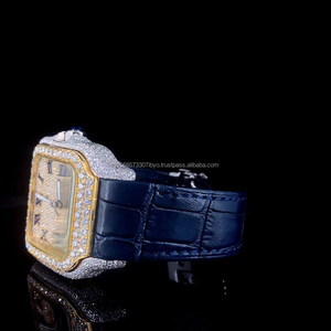 Buss Down Acero inoxidable Lujo Cuadrado Esfera romana Fiesta desgaste Reloj de pulsera Paso Probador de diamantes Reloj de diamantes chapado en oro rosa - Product Image 3