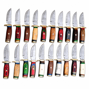 Cuchillo de Caza Burraq Personalizado, Hecho a Mano, OEM, de Acero de Damasco, con Punta de Gota, Mango de Madera Azul, 9 Pulgadas, Hoja de 0.5mm, para Camping y Actividades al Aire Libre - Product Image 3