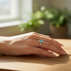 Bague de mode en topaze bleue, poids 2,8 grammes - Product Image 3