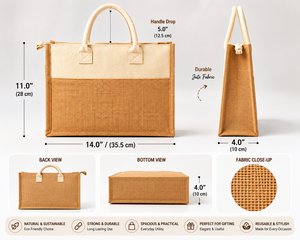 <b>Large</b> Jute <b>Beach</b> Tote <b>Bag</b> With Top Handle Eco-Friendly Shopping <b>Bag</b> For Travel Picnic Everyday Use - Product Image 2