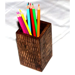 Porte-stylos carré en bois, vase de table, design moderne réglable, pour la rentrée scolaire, pour fournitures de bureau, artisanat naturel - Product Image 6