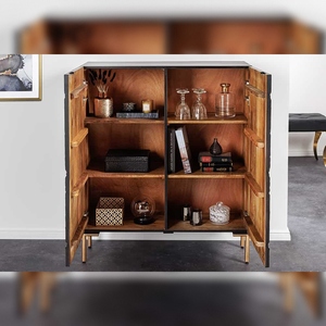 Vandana Nordic Shape <span class=keywords><strong>Highboard</strong></span> THE CIRCLE 120cm schwarz gold mango metall retro - Product Image 2