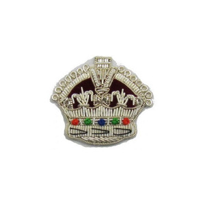 Handmade Embroidered Custom Made Bullion Wire Royal Crown <b>Peak</b> <b>Cap</b> Patches 3D Embroidery Golden Silver Fashion Badges Uniform - Product Image 3