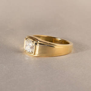 Igi/lab ตัดเพชรแนววินเทจ14K สีเหลืองทองงานฝีมือการตั้งค่าความตึงเครียดสำหรับงานแต่งงาน/งานหมั้นสำหรับทุกเพศแหวนที่สมบูรณ์แบบ - Product Image 3