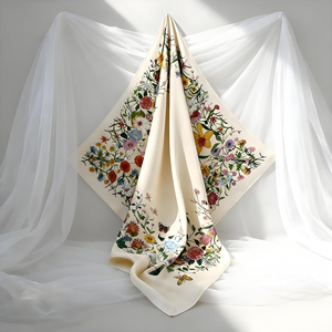 ผ้าพันคอผ้าไหมแท้สำหรับผู้หญิงผ้าพันคอผูกคอผ้าซาตินพร้อมผ้าพันคอผ้าไหมเนื้อนุ่มพิมพ์ลาย - Product Image 4