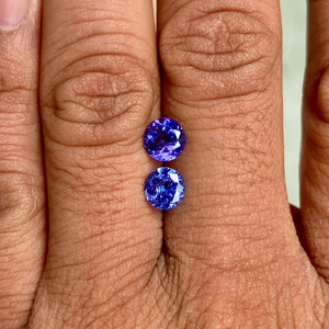 Pierre précieuse ronde en Tanzanite bleu violet de qualité supérieure, paire de pierres brutes pour la fabrication de boucles d'oreilles, ensemble de Tanzanite bleu violet facetté - Product Image 3