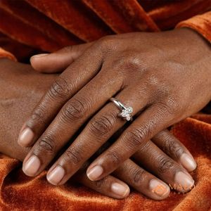 Moissanite <b>Ring</b> Round Marquise Bezel Open Wrap Band 925 Sterling <b>Silver</b> <b>Statement</b> <b>Ring</b> for Women Fine Jewelry Luxury - Product Image 5