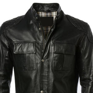MICAH CORPORATION: Chaqueta de Cuero Negra Premium para Hombre con Hombros y Codos Acolchados, Múltiples Bolsillos - Product Image 4