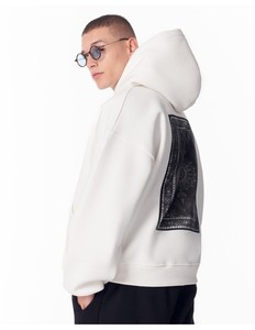 Men's Hooded Sweatshirt Regular Fit Polyester/Cotton French Terry Breathable Pocket Digital Patchwork Design <b>Back</b> Applique - Product Image 1