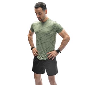 T-shirt vert sauge à col rond pour homme, manches courtes, vêtement de sport décontracté, haut personnalisé avec logo, fabricant de t-shirts de sport pour la gym, vente en gros - Product Image 1
