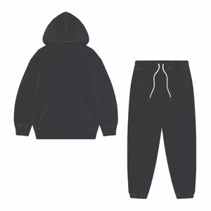 Ensemble de survêtement en molleton orange pour homme, sweat-shirt à capuche et pantalon de jogging, deux pièces, vêtements de sport d'hiver - Product Image 3
