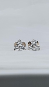 Modern Style Moissanite Round Cut Three Stone <b>Stud</b> <b>Earrings</b> For Women's 925 <b>Silver</b> Fine Trendy Party Jewelry For Wedding Charms - Product Image 4