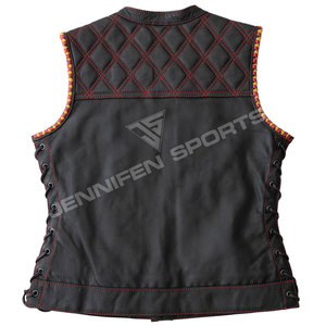 Chaleco Corto de Cuero Vacuno Genuino para Mujer, Diseño de Diamantes, Cortavientos, para Motociclismo, Ropa de Calle, Invierno - Product Image 4