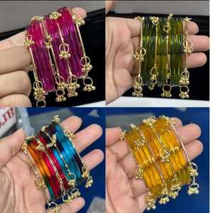Jelly <b>Bangles</b> Sets Women Elegant Style Indian Handcrafted Churiyan <b>Glass</b> <b>Bangles</b> Jewelry Silver Plated Wedding Trendy Geometric - Product Image 1