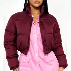 Parka con Capucha y Cremallera, Chaqueta de Plumón Brillante y Elegante para Mujer, Abrigo de Plumón Brillante, Chaqueta Acolchada Brillante, Chaqueta y Abrigo de Invierno para Mujer - Product Image 1